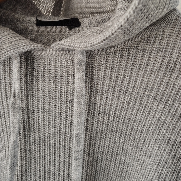 Jenni Kayne Cashmere Fisherman Hoodie Sweater Womens Xl Ribbed Relaxed Grey - Picture 3 of 6